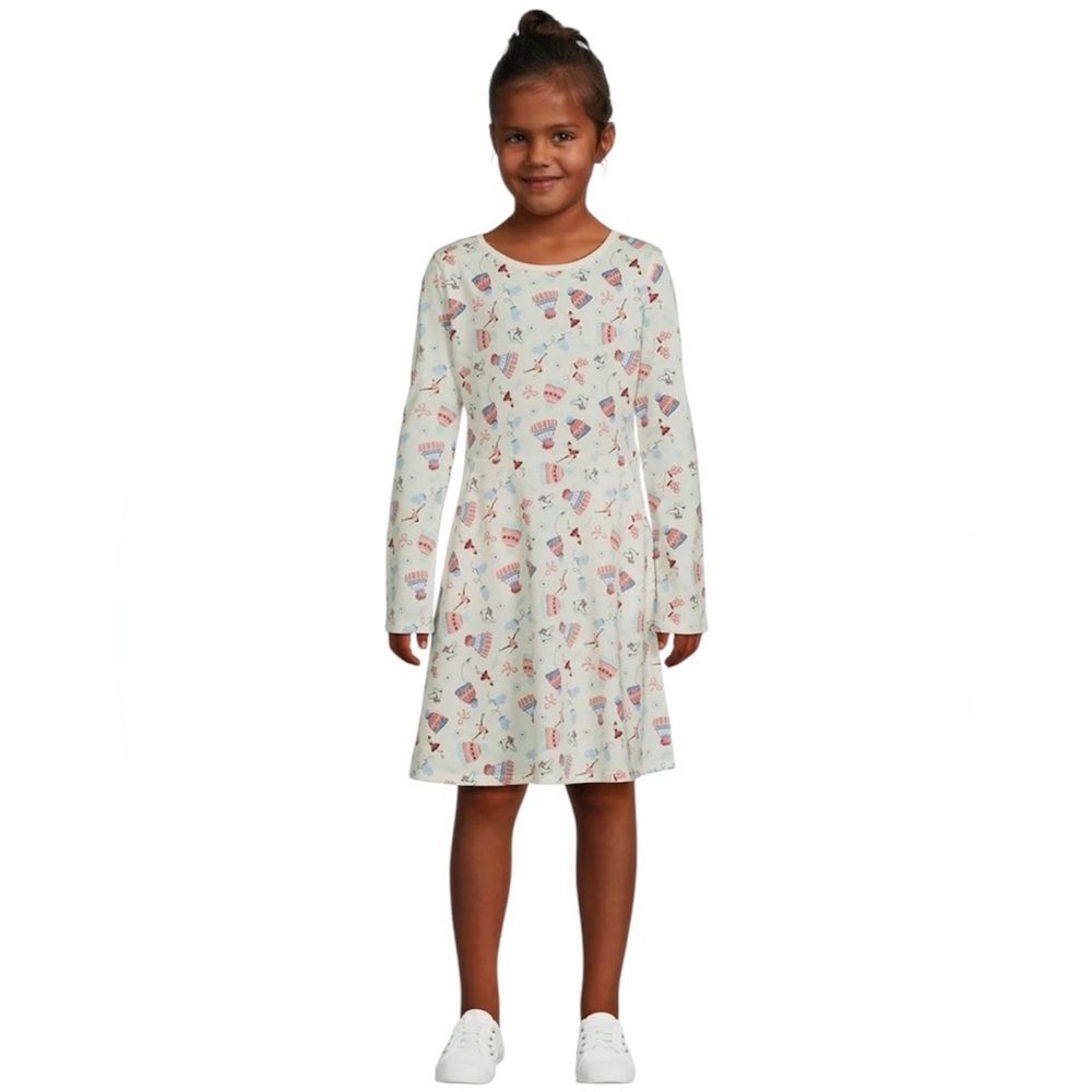 Wonder Nation Girls Long Sleeve Knit Play Dress Medium (7-8)